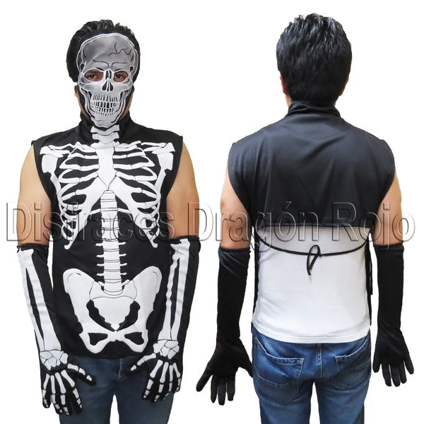 Disfraz de esqueleto tipo pechera para adulto